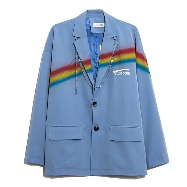 Rainbow Chain Flip Pocket Long Sleeve Blazer