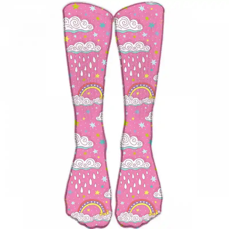 Rainbow Clouds Unicorn Funny Middle Socks
