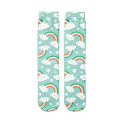 Rainbow Clouds Unicorn Funny Middle Socks Cloud Stars