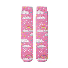 Rainbow Clouds Unicorn Funny Middle Socks Rain