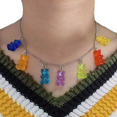Rainbow Cute Jelly Bear Gummy Necklace