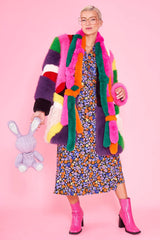 Rainbow Faux Fur Coat S-M / Multicolor