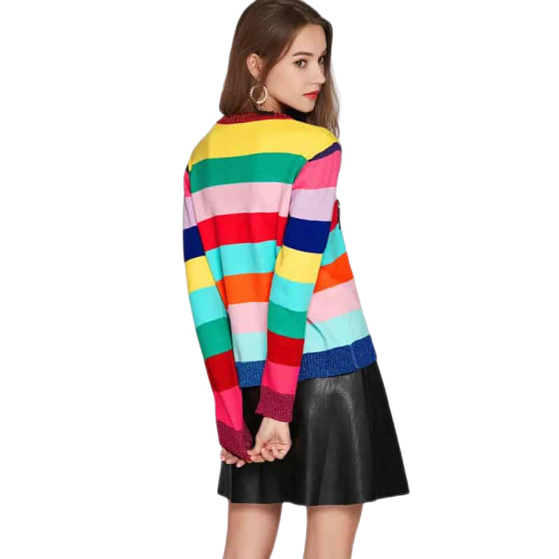 Rainbow Loved Tiger Knitted Sweater - One Size