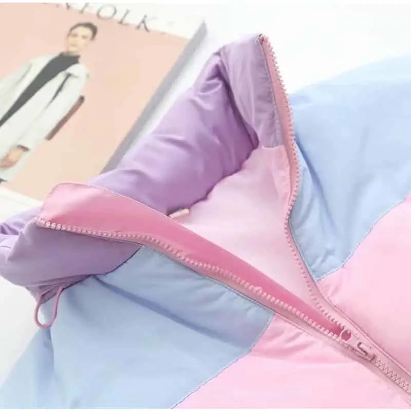 Rainbow Padded Coat Jacket for Everyday Wear Pastel Colors