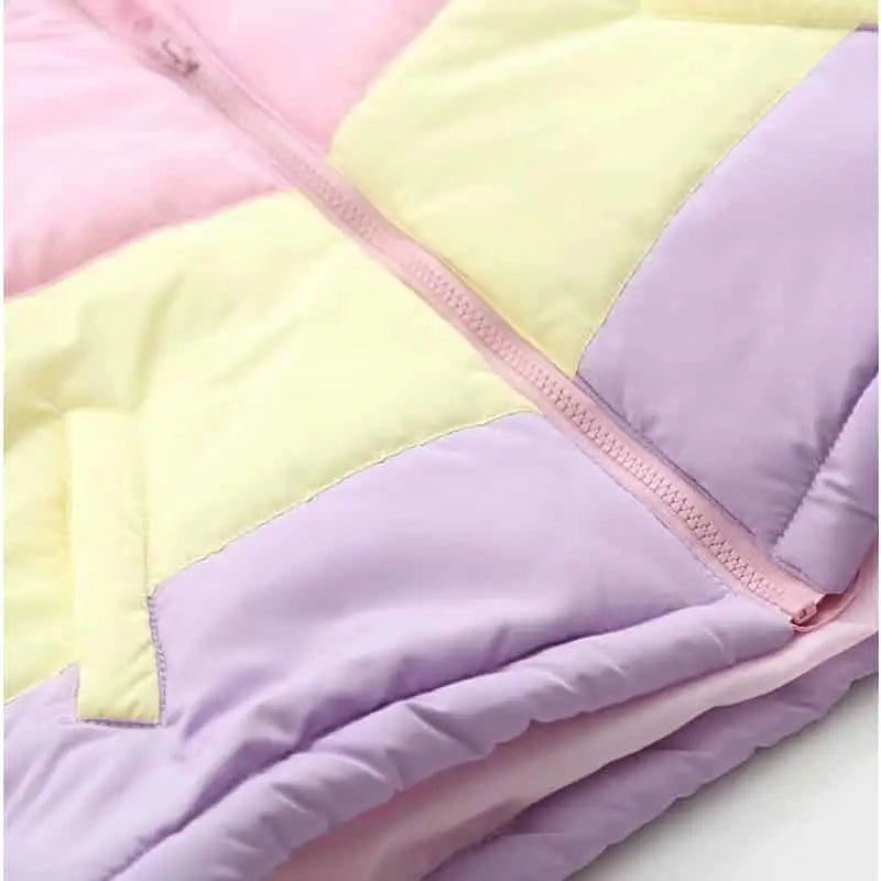 Rainbow Padded Coat Jacket for Everyday Wear Pastel Colors