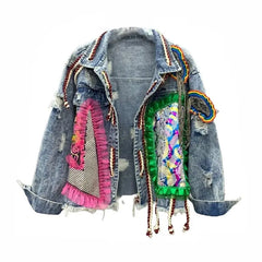 Rainbow Patchwork Denim Jacket