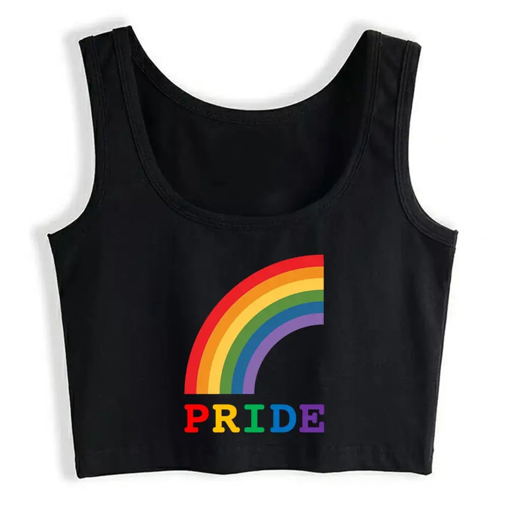 Rainbow Pride LGBT Crop Tank Top Black / S