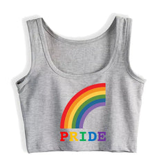 Rainbow Pride LGBT Crop Tank Top Grey / S