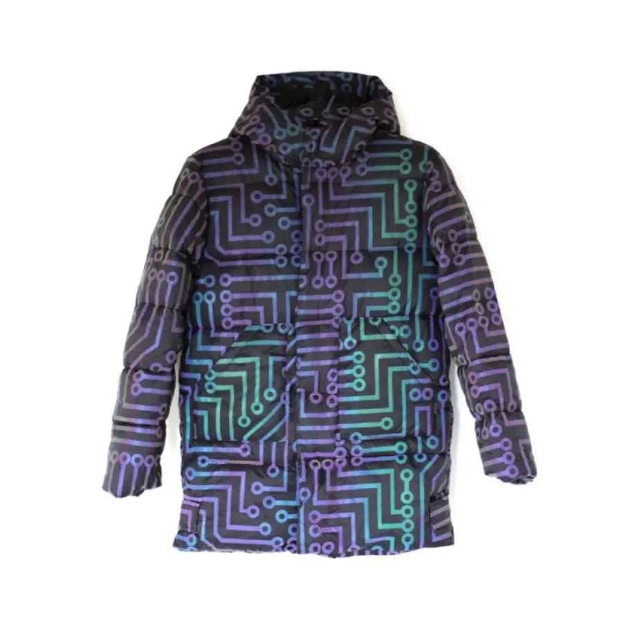 Rainbow Reflective Circuit Print Long Coat