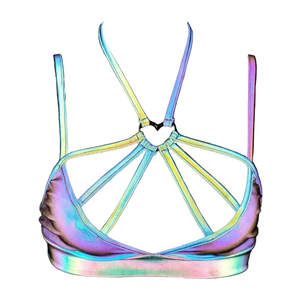 Rainbow Reflective Mushroom Crop Top / XS