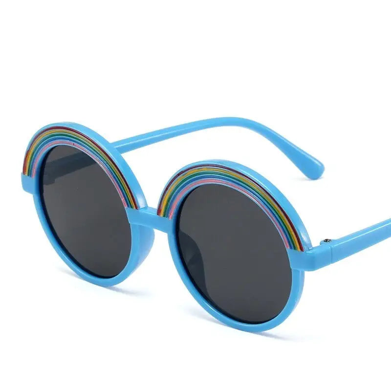 Rainbow Shape Round Sunglasses UV400 Acrylic Lenses Blue