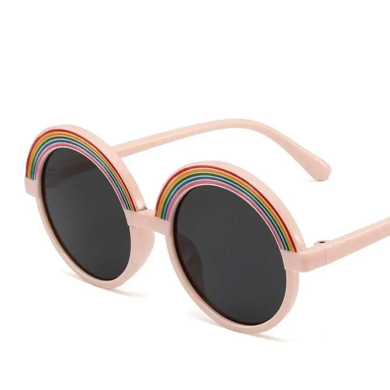 Rainbow Shape Round Sunglasses UV400 Acrylic Lenses Pink
