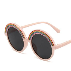 Rainbow Shape Round Sunglasses UV400 Acrylic Lenses Pink