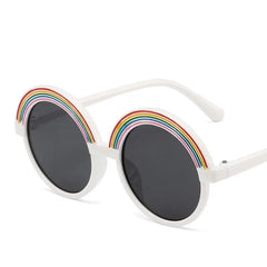 Rainbow Shape Round Sunglasses UV400 Acrylic Lenses White