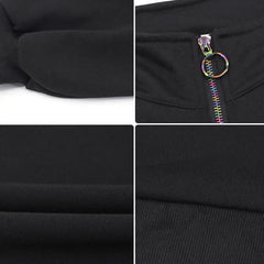 Rainbow Stand-Up Collar Loose Sweatshirt