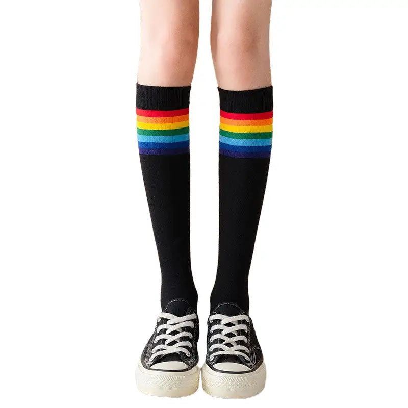 Rainbow Stripe knee Long Socks