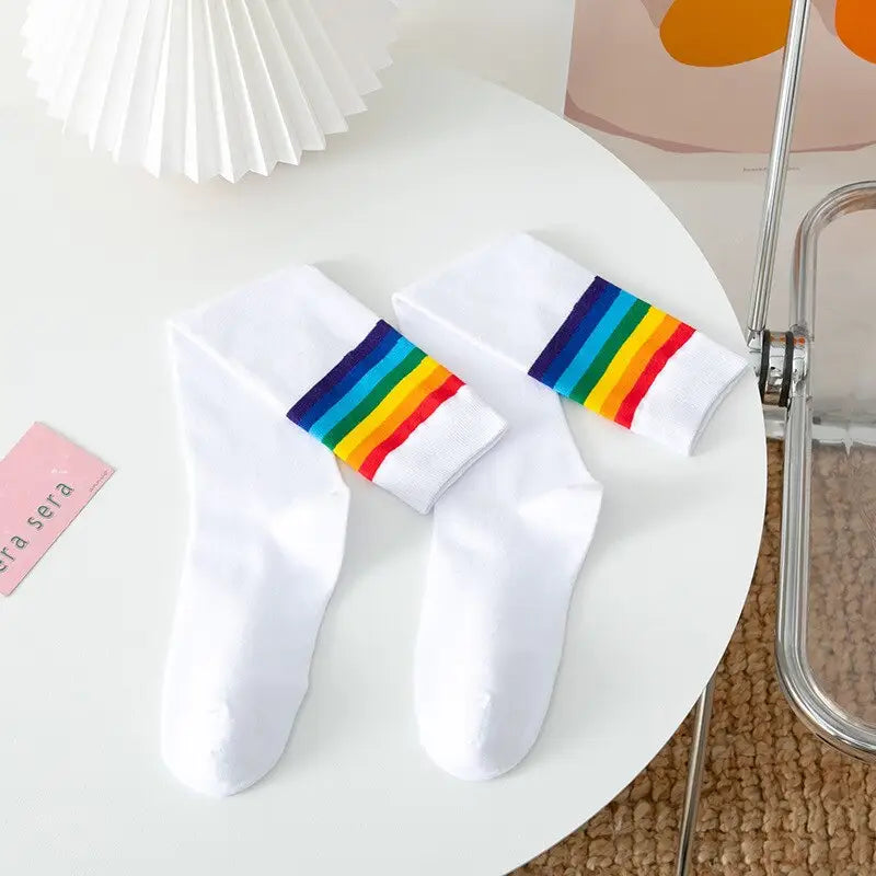 Rainbow Stripe knee Long Socks