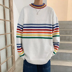 Rainbow Stripe Oversize Sweater for Women
