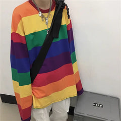 Rainbow Striped Harajuku Sweater for Spring and Autumn