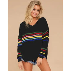 Rainbow Striped Knitted Sweater