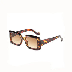 Rectangle Oversized Leopard Temple Sunglasses