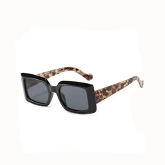 Rectangle Oversized Leopard Temple Sunglasses