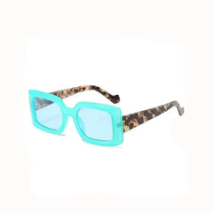 Rectangle Oversized Leopard Temple Sunglasses