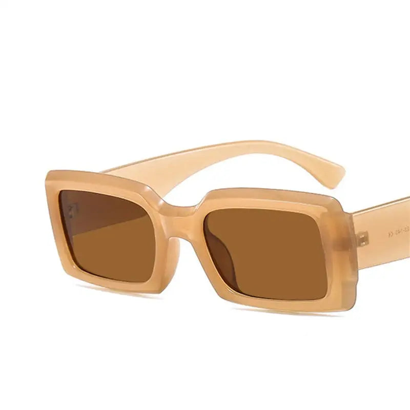 Rectangle Shades Retro Sunglasses - Beige / One Size