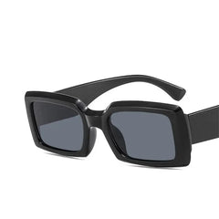 Rectangle Shades Retro Sunglasses - Black / One Size
