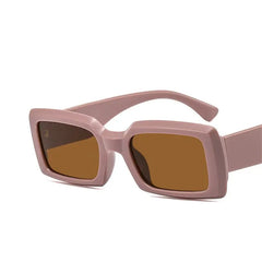 Rectangle Shades Retro Sunglasses - Dark Pink / One Size