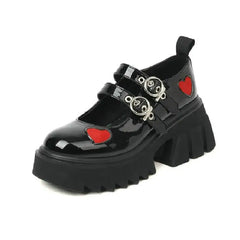 Red Hearths High Heel PU Leather Chunky Sneakers Euro Size