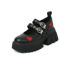 Red Hearths High Heel PU Leather Chunky Sneakers Euro Size