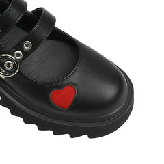 Red Hearths High Heel PU Leather Chunky Sneakers Euro Size