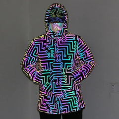 Reflective Circuit Print Long Coat