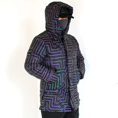 Reflective Circuit Print Long Coat