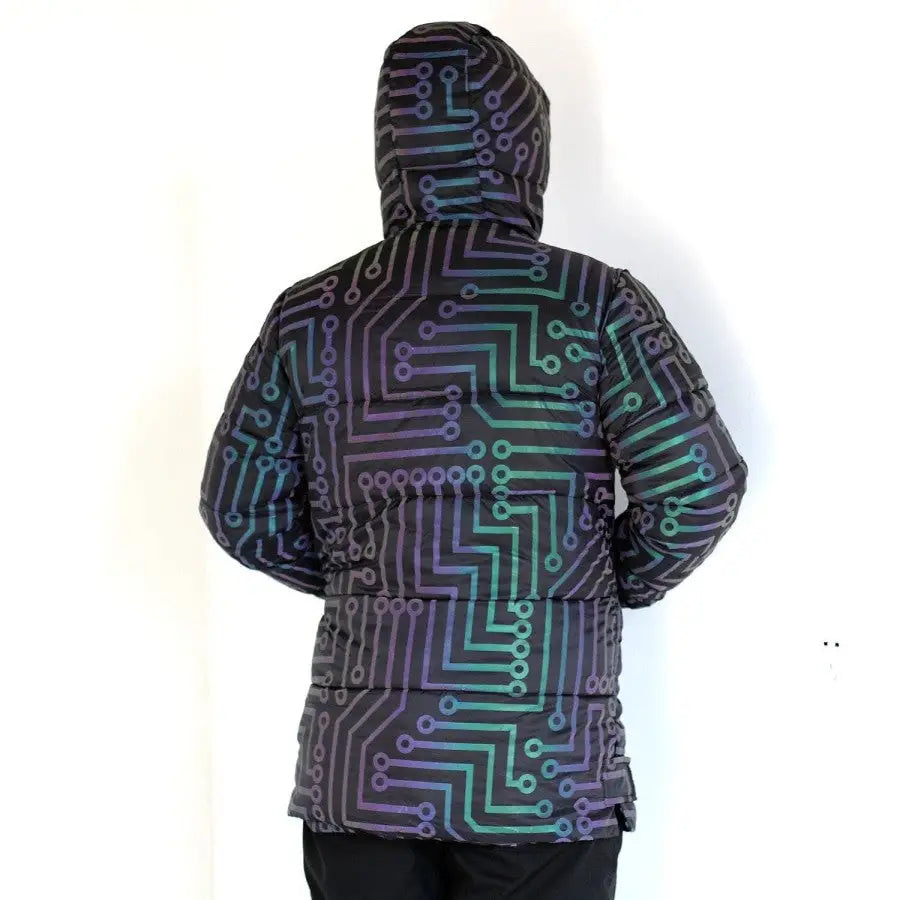 Reflective Circuit Print Long Coat