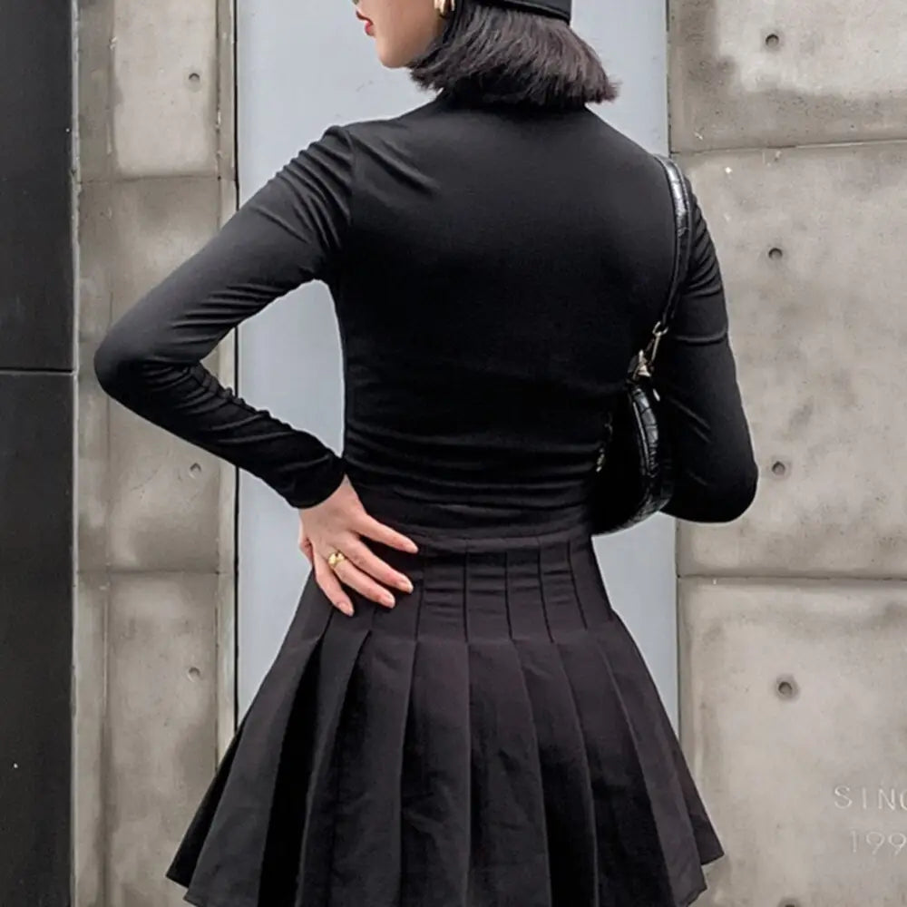 Reflective Double Zipper Long Sleeve Crop Top