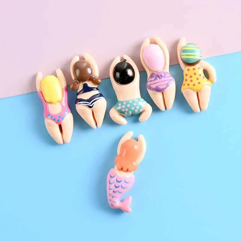 Resin Cartoon Swimming Figures Refrigerator Magnets - 5pcs