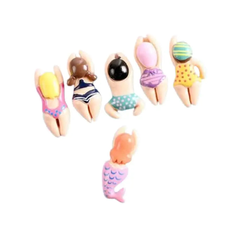 Resin Cartoon Swimming Figures Refrigerator Magnets - 5pcs