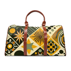 Retro 70s-Inspired Area Travel Bag in Mustard and Olive