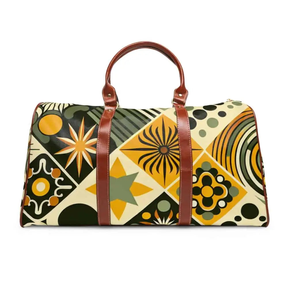 Retro 70s-Inspired Area Travel Bag in Mustard and Olive