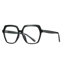 Retro 70S Oversized Polygon Glasses - Black