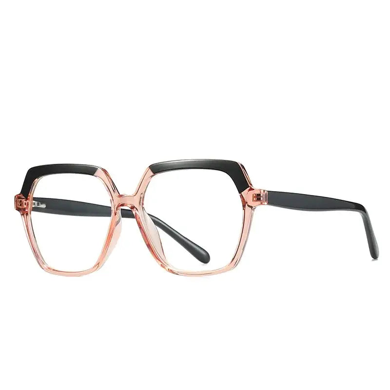 Retro 70S Oversized Polygon Glasses - Black-Pink