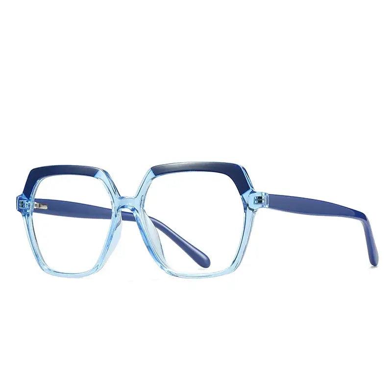 Retro 70S Oversized Polygon Glasses - Blue