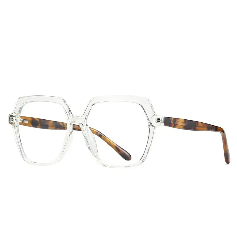 Retro 70S Oversized Polygon Glasses - Clear