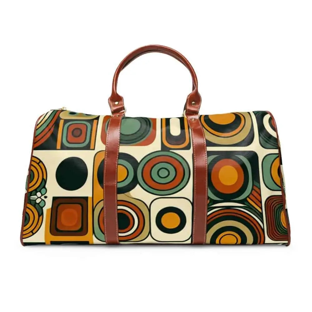Retro-Aesthetic Area Travel Bag with Geometric Pattern 20’’