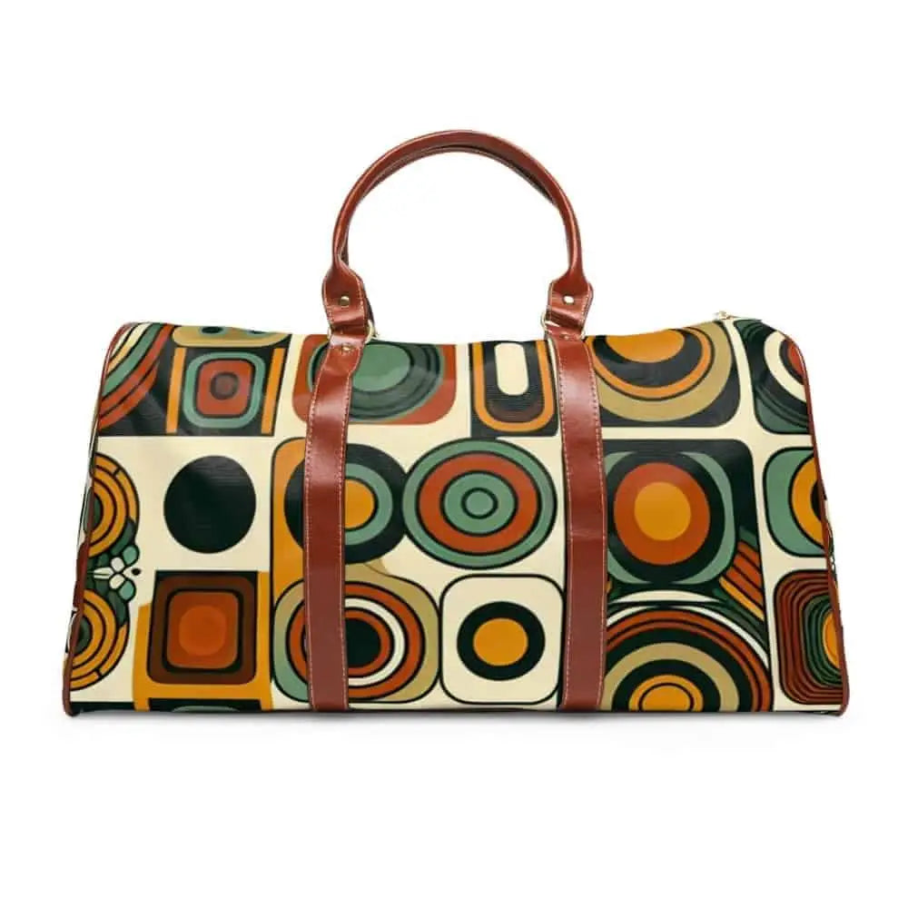 Retro-Aesthetic Area Travel Bag with Geometric Pattern 20’’