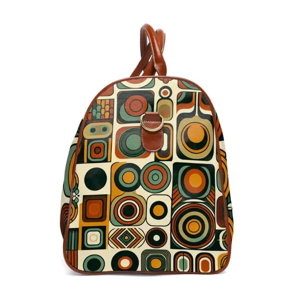 Retro-Aesthetic Area Travel Bag with Geometric Pattern 20’’