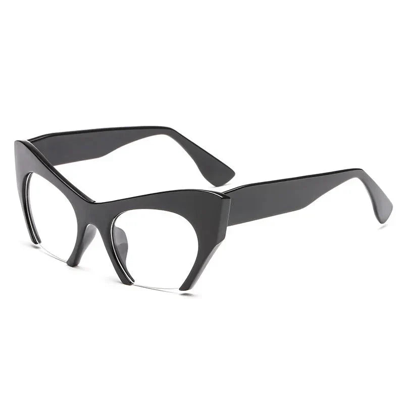 Retro Anti Geometric Half Frame Cat Eye Glasses