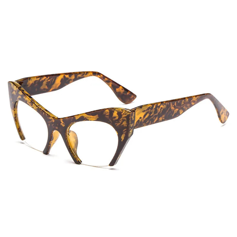 Retro Anti Geometric Half Frame Cat Eye Glasses Bean flower